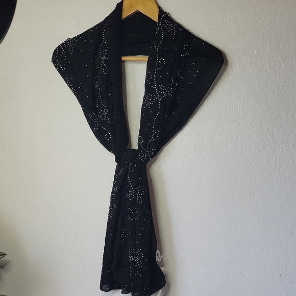 Jessica McClintock Black Sparkly Evening Wrap Shawl Size 24 x 70 - Picture 2 of 7